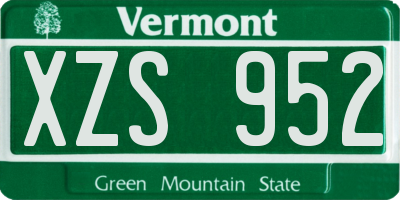 VT license plate XZS952