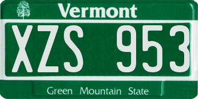 VT license plate XZS953