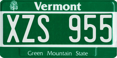VT license plate XZS955