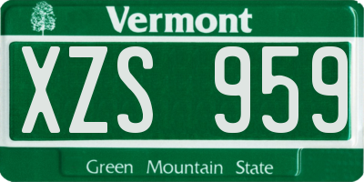 VT license plate XZS959