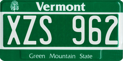 VT license plate XZS962