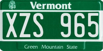 VT license plate XZS965