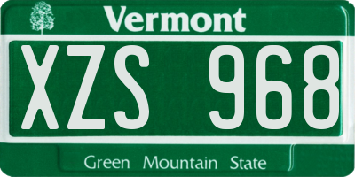 VT license plate XZS968