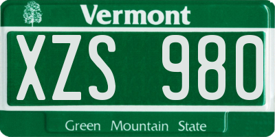 VT license plate XZS980