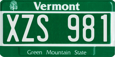 VT license plate XZS981