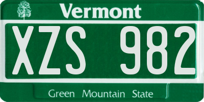 VT license plate XZS982