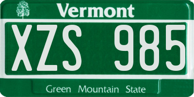 VT license plate XZS985