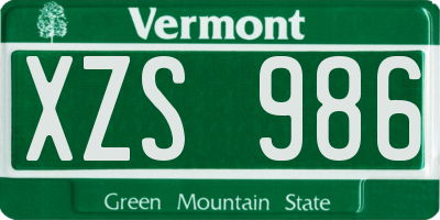 VT license plate XZS986