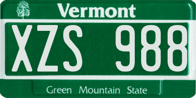 VT license plate XZS988