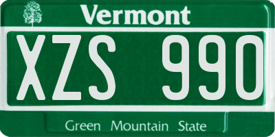VT license plate XZS990