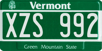 VT license plate XZS992