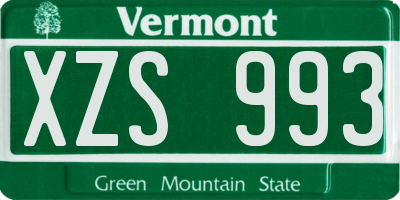 VT license plate XZS993