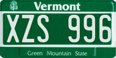 VT license plate XZS996