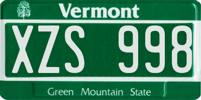 VT license plate XZS998