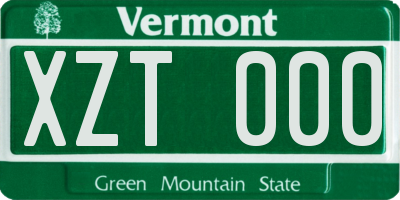 VT license plate XZT000