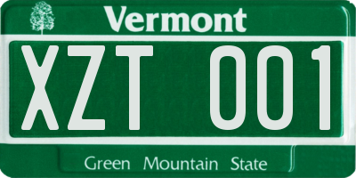 VT license plate XZT001