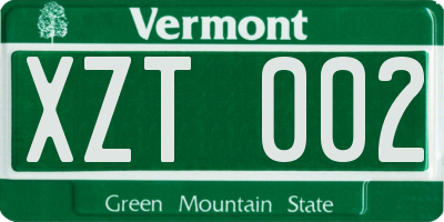 VT license plate XZT002