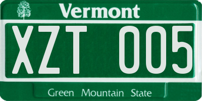 VT license plate XZT005