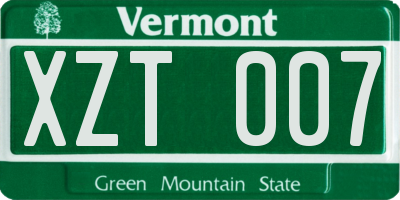 VT license plate XZT007
