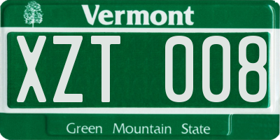 VT license plate XZT008