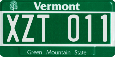 VT license plate XZT011