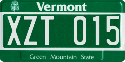 VT license plate XZT015