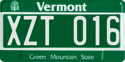 VT license plate XZT016