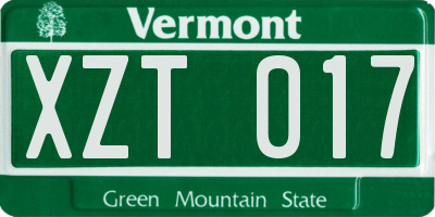 VT license plate XZT017