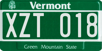 VT license plate XZT018