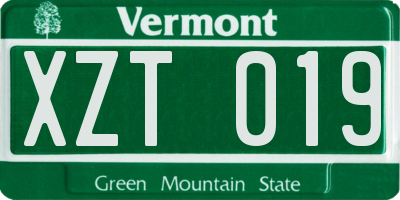 VT license plate XZT019