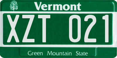VT license plate XZT021