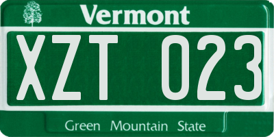 VT license plate XZT023