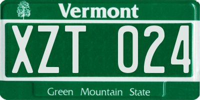 VT license plate XZT024