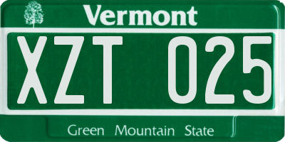 VT license plate XZT025