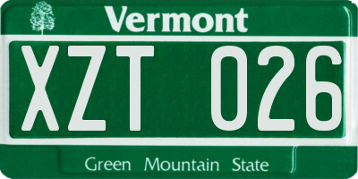 VT license plate XZT026