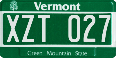 VT license plate XZT027
