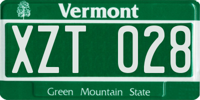 VT license plate XZT028