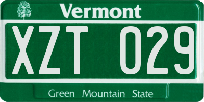 VT license plate XZT029