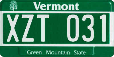 VT license plate XZT031