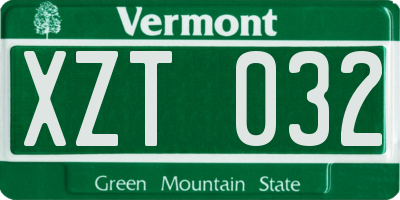 VT license plate XZT032