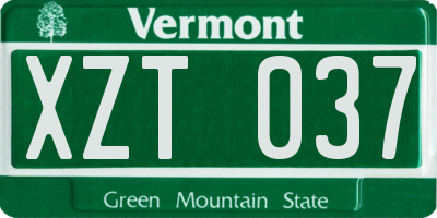 VT license plate XZT037