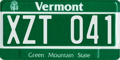 VT license plate XZT041