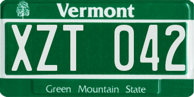 VT license plate XZT042