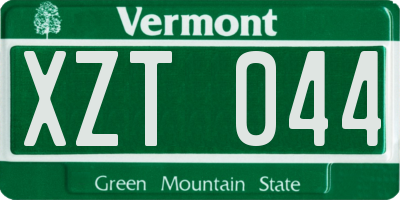 VT license plate XZT044