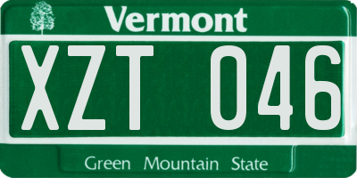 VT license plate XZT046