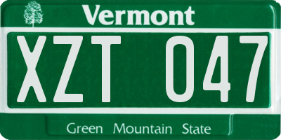 VT license plate XZT047