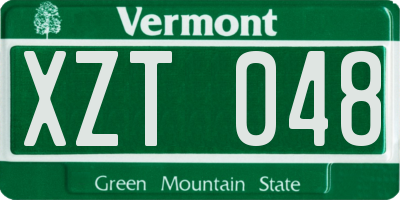 VT license plate XZT048