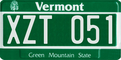 VT license plate XZT051