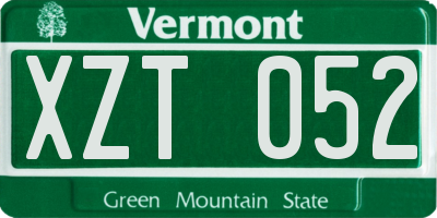 VT license plate XZT052