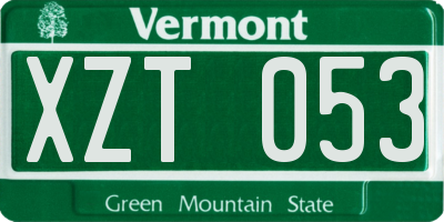 VT license plate XZT053